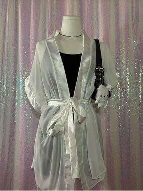 White Sheer Mesh Robe / Cover-Up Kimono ★彡